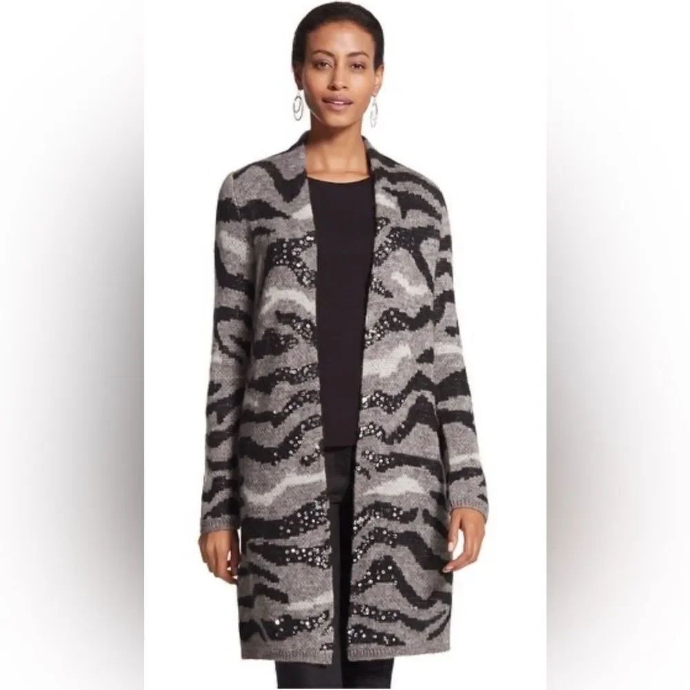 Chico's Jovi Long Zebra Cardigan size 2